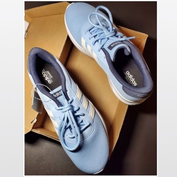 New Adidas Shoes Womens Size 6.5 Blue White Athletic Active Sneakers Logo NWT - Picture 4 of 16